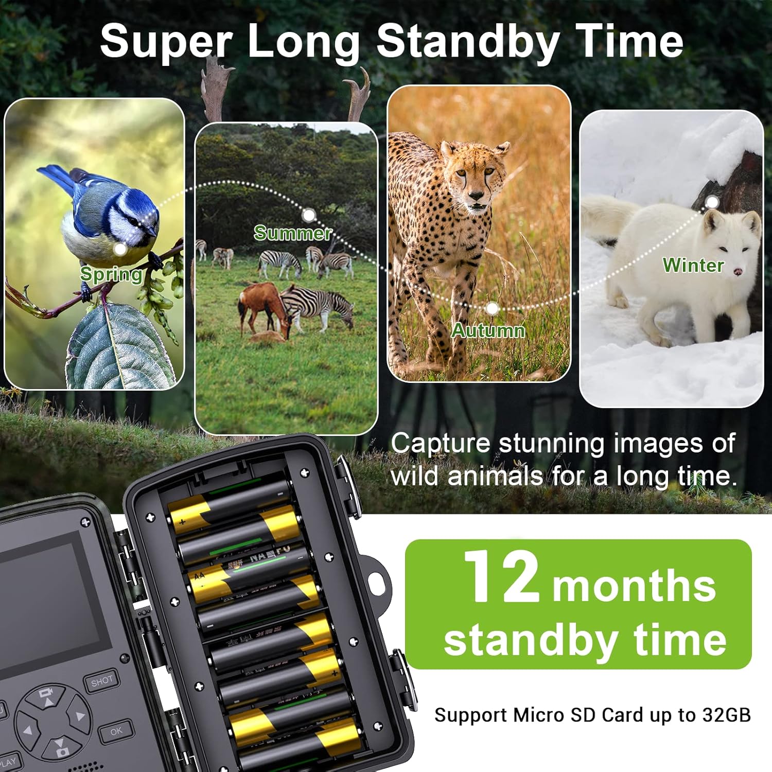 Trail Camera 21MP 1080P 65ft Night Vision IP66 Waterproof P1783