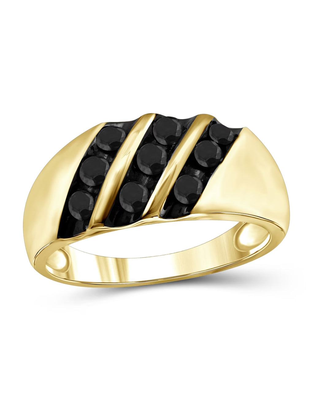 Black Diamond Ring for Men 14K Gold Plated Silver A336