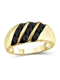 Black Diamond Ring for Men 14K Gold Plated Silver A336