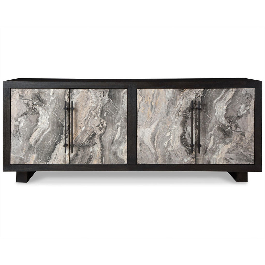 Light Gray and Black Wood Accent Cabinet T3874