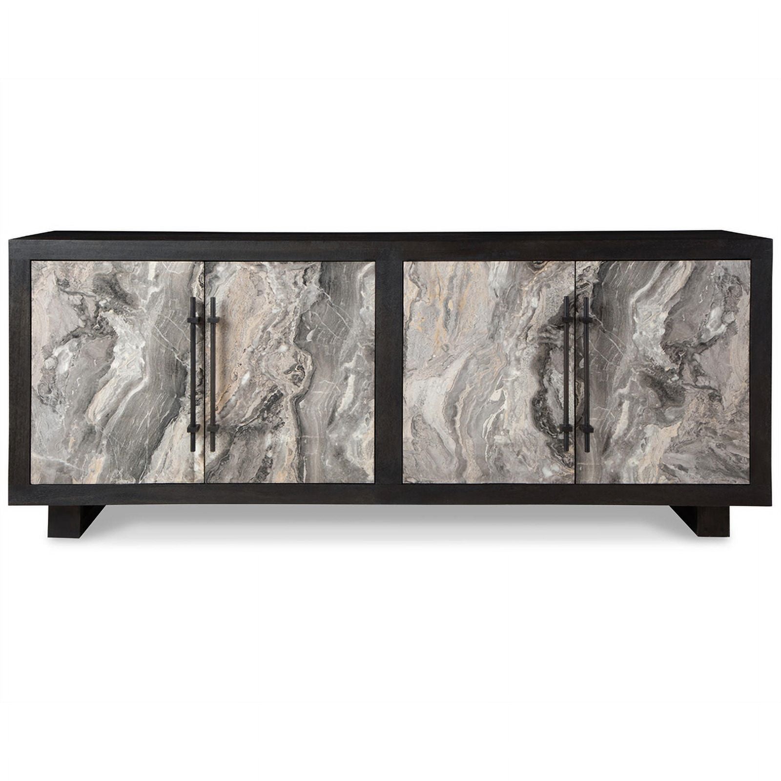 Light Gray and Black Wood Accent Cabinet T3874