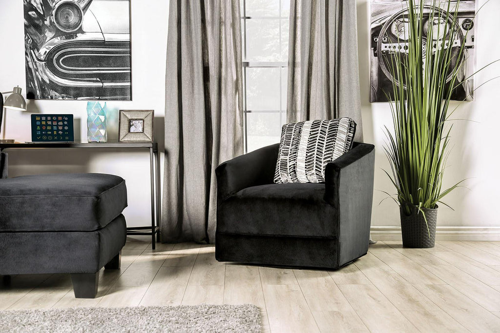 Black Microfiber Sectional Sofa and Arm Chair H245553