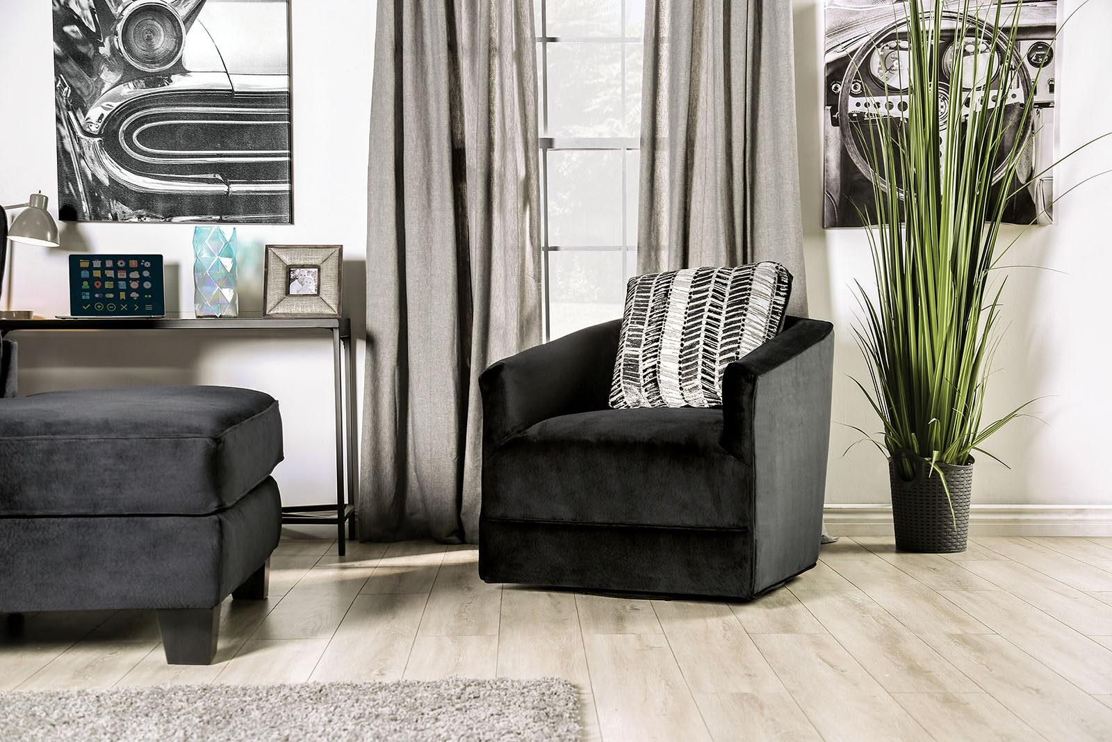 Black Microfiber Sectional Sofa and Arm Chair H245553