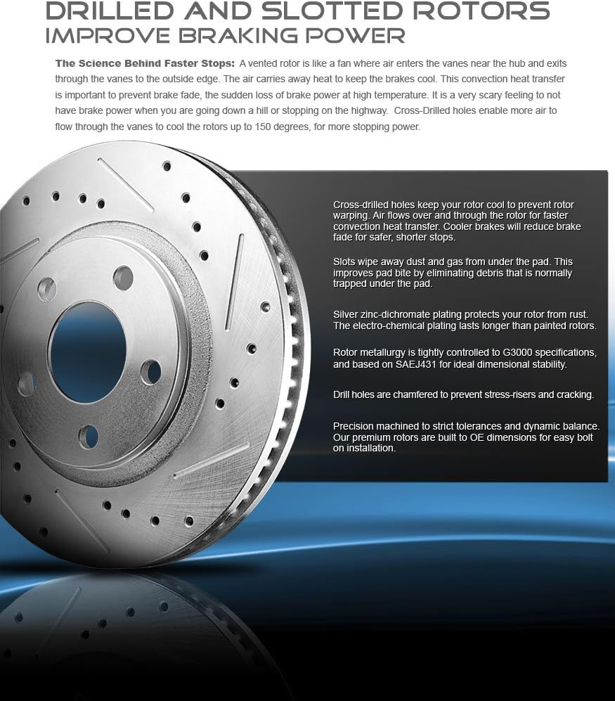 FRONT 355mm Drilled & Slotted 5 Lug Rotors N79850