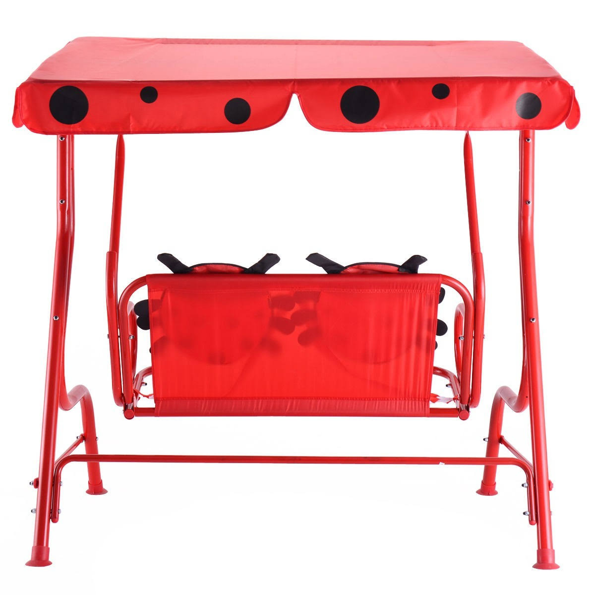 Red 2 Person Kids Patio Swing Chair with Canopy Q52382