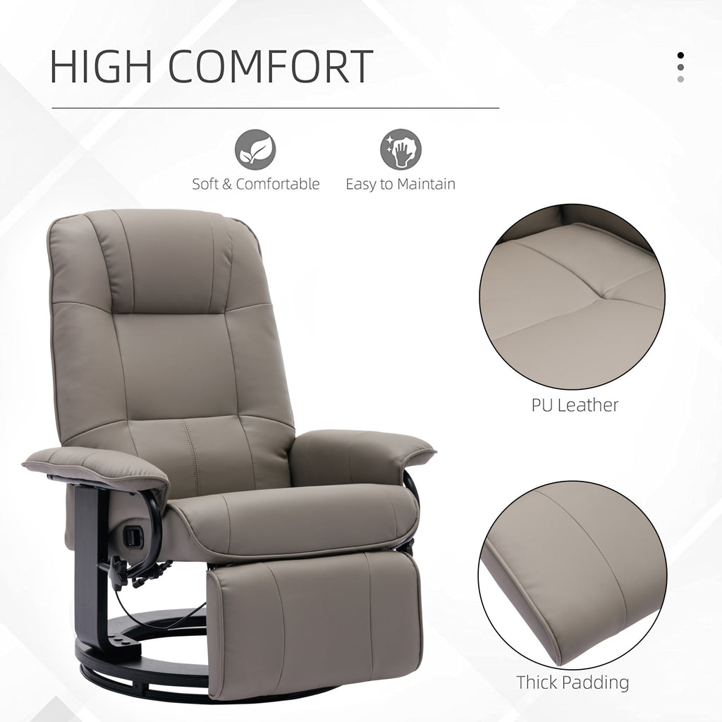 Grey Faux Leather Manual Swivel Recliner Chair with Footrest V943063