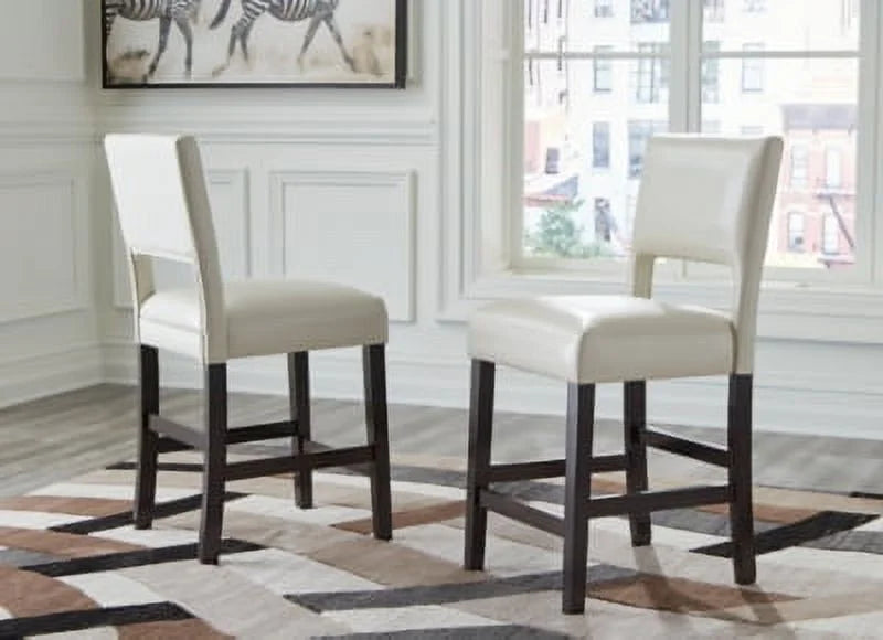 Ivory/Brown Upholstered Barstool K9810