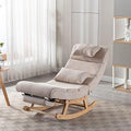 PU Leather Upholstered Rocker Recliner Chair with Pillows & Foot W4542