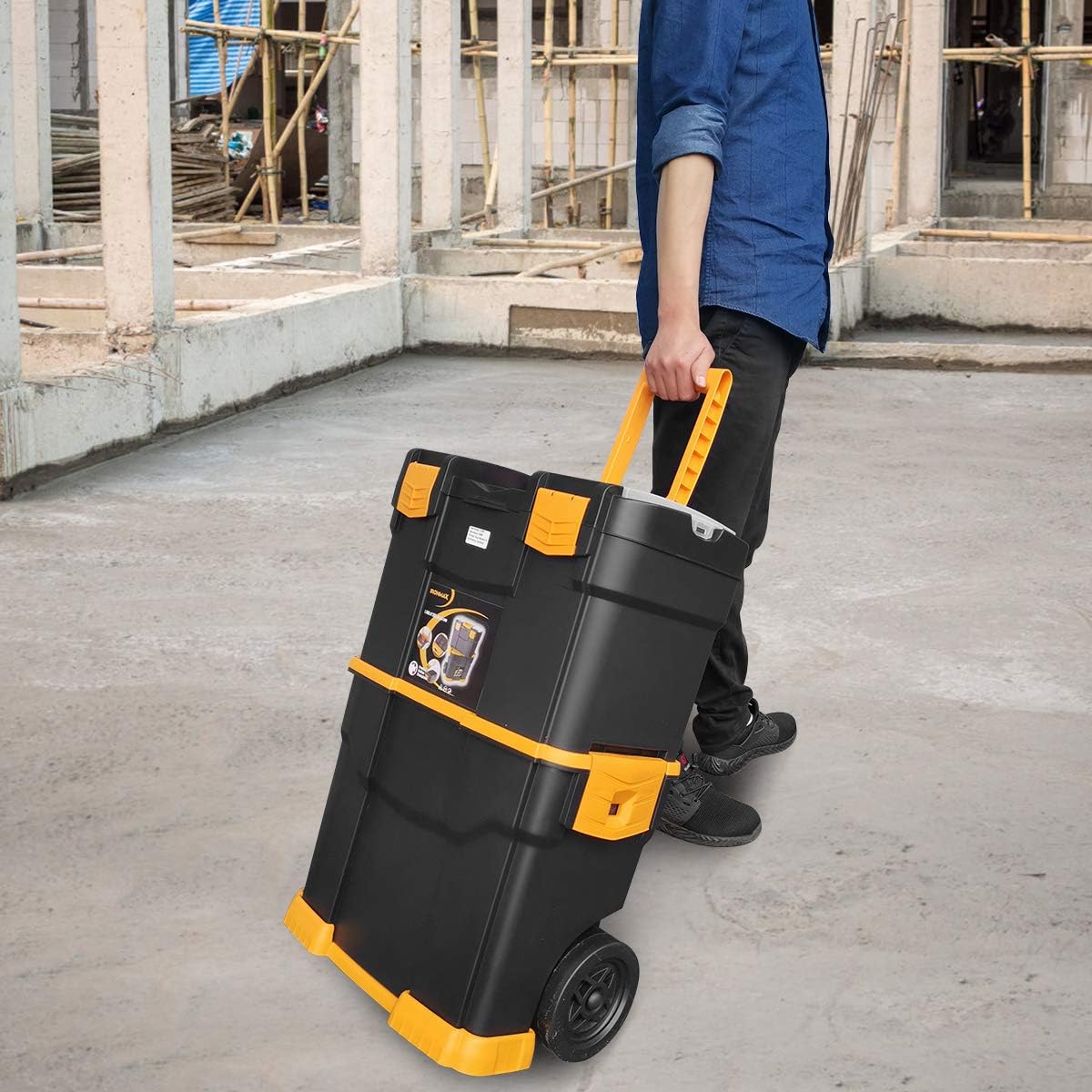 Stackable Rolling Tool Storage Case with Removable Tray F518
