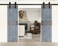 Dark Gray Knotty Pine Wood Barn Door with Hardware Kit T664