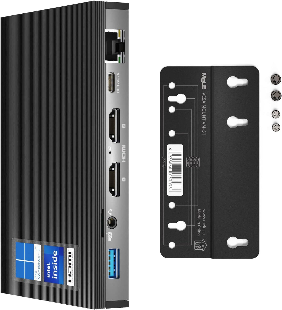Fanless Mini PC Window11 Pro Celeron J4125 8GB/128GB Small Desktop Computer Dual HDMI 4K Output C819082