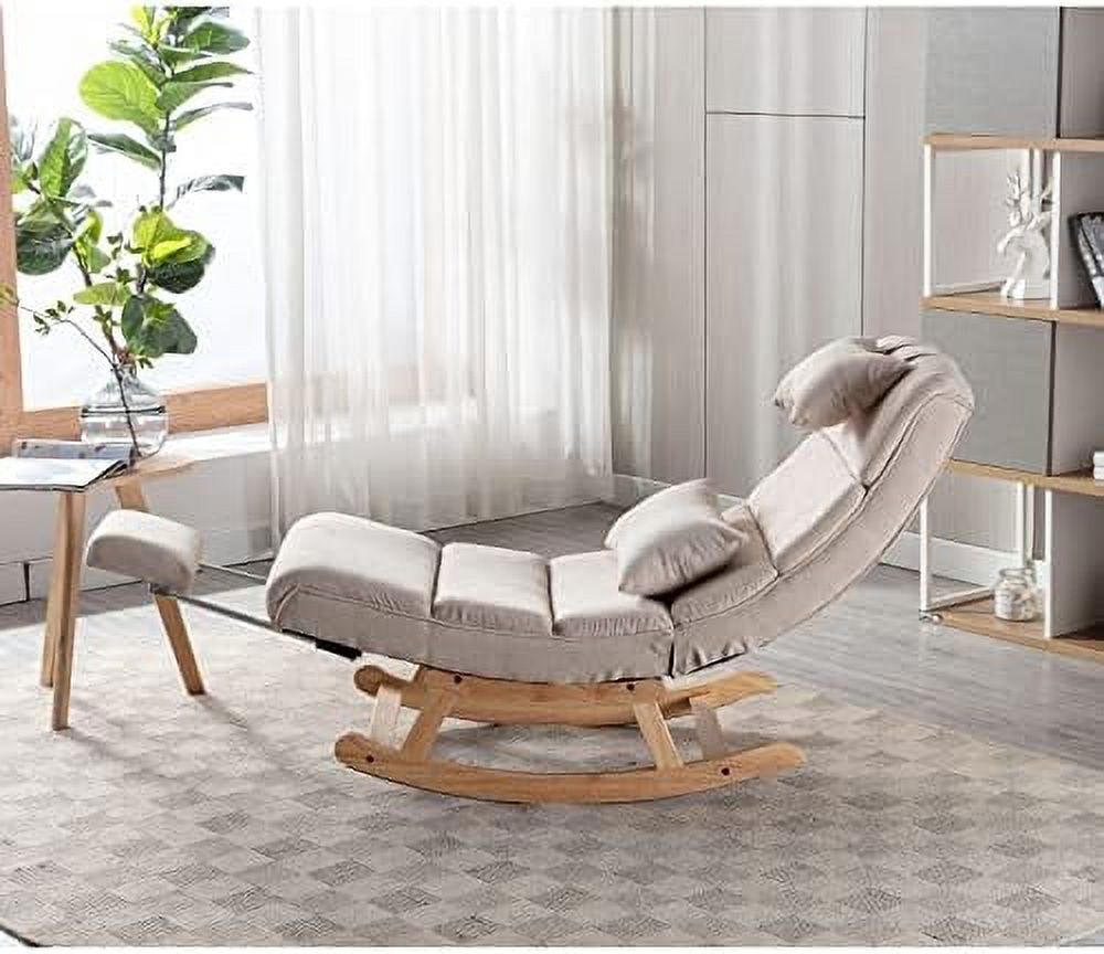 PU Leather Upholstered Rocker Recliner Chair with Pillows & Foot W4542