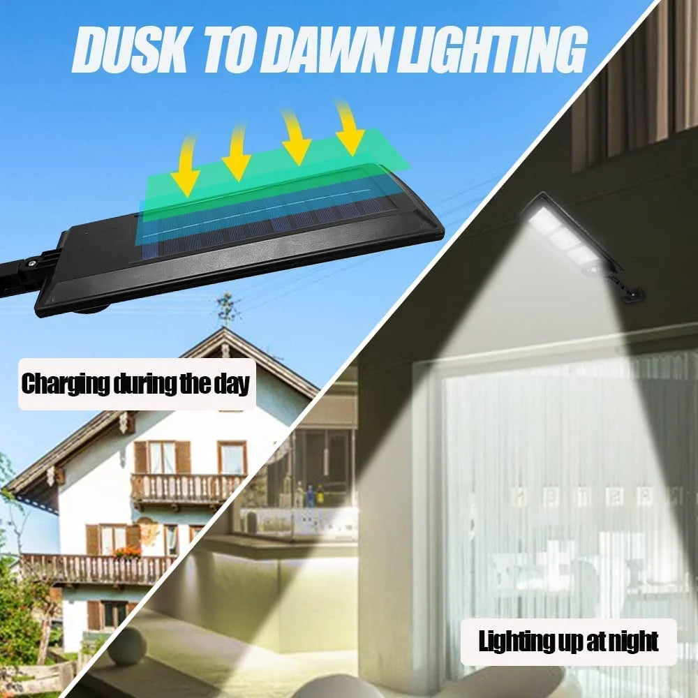 4 Pack Solar Street Lights Outdoor 180 LED Motion Sensor Flood Light with 3 Lighting Modes A39087