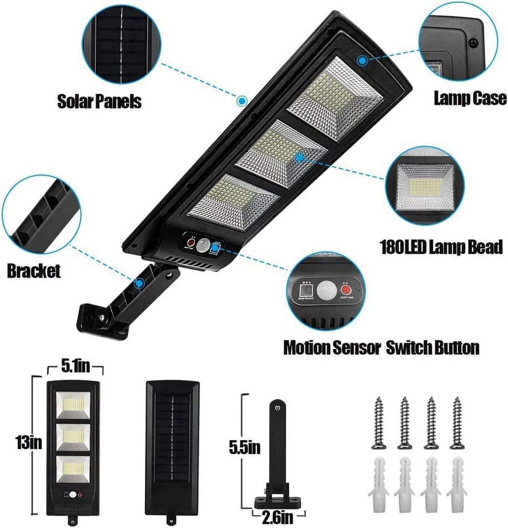 4 Pack Solar Street Lights Outdoor 180 LED Motion Sensor Flood Light with 3 Lighting Modes A39087