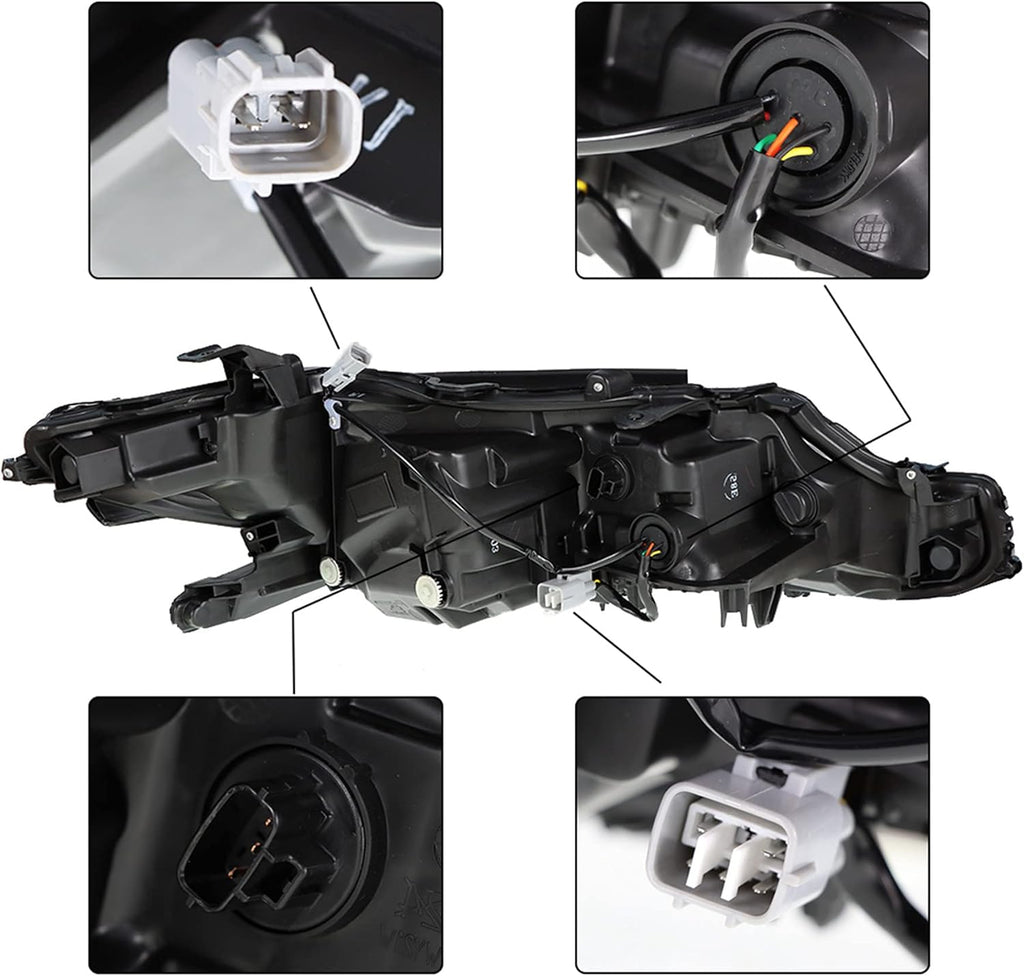 Black Housing Left & Right Front LED Projector Headlights for 2018 2019 Toyota Camry L LE SE G697