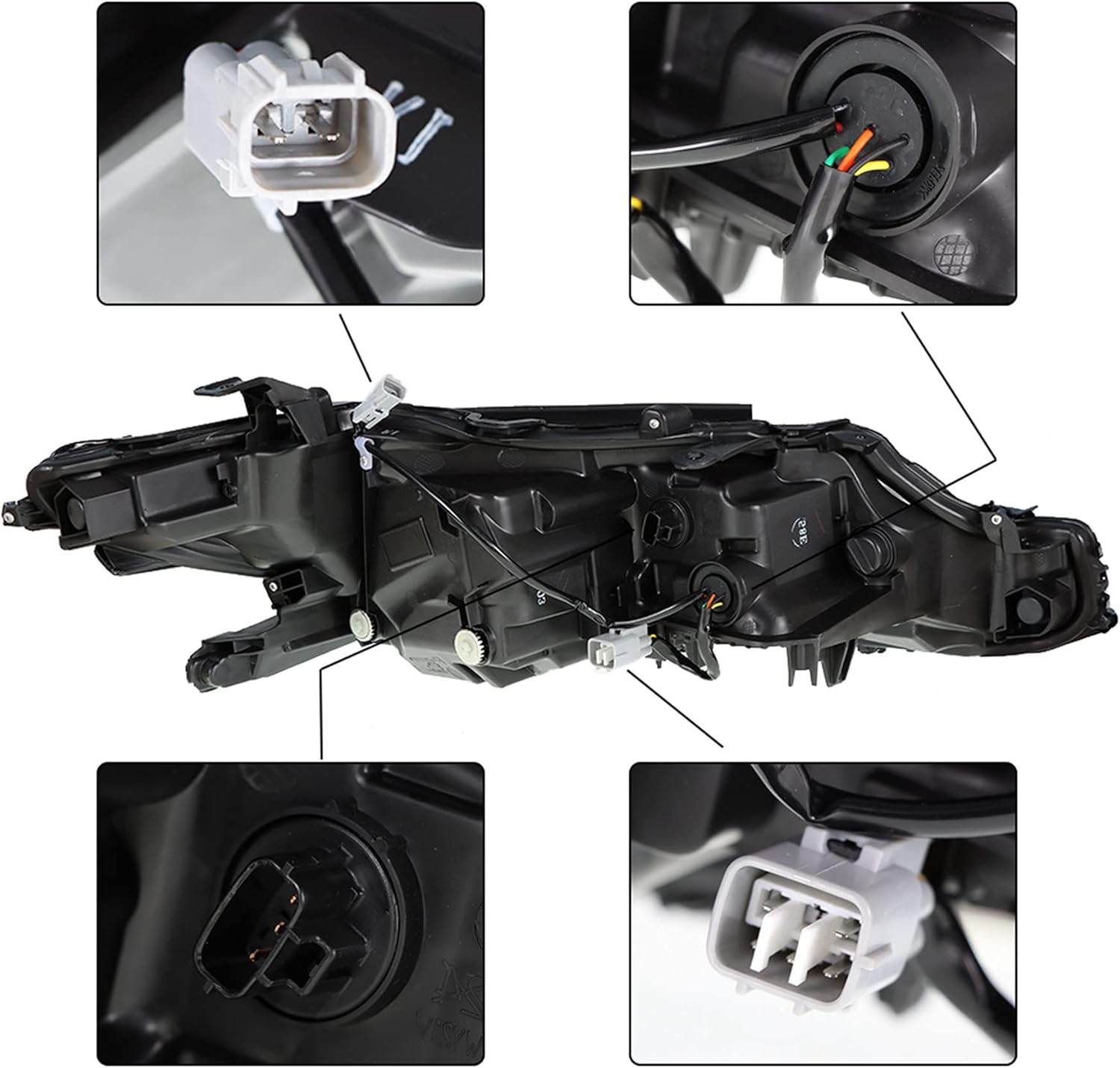 Black Housing Left & Right Front LED Projector Headlights for 2018 2019 Toyota Camry L LE SE G697