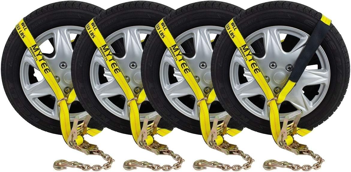 (4 Pack) 2 x 12' Ratchet Strap with Chain Anchor K268