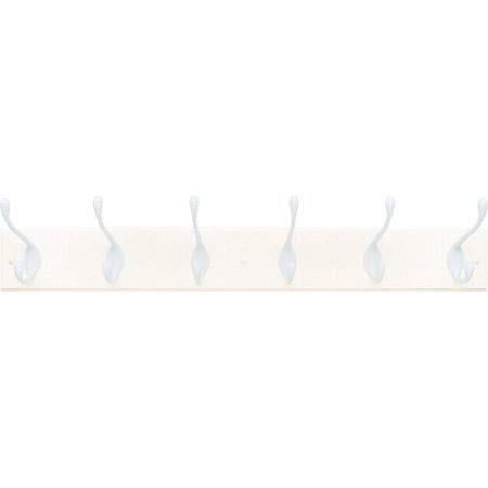Classic Hook Rack 27 Inches White 6 Hooks (Case of 4) H476