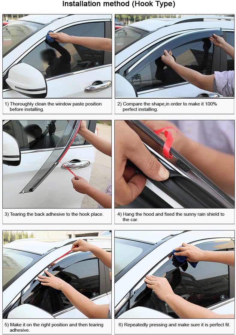 Car Window Visor Vent Shade Deflector Sun/Rain Guards J6605