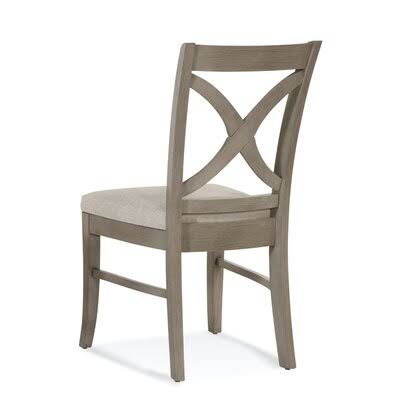 Cross Back Side Chair Black Finish Blue Gray Beige Stripe T153193