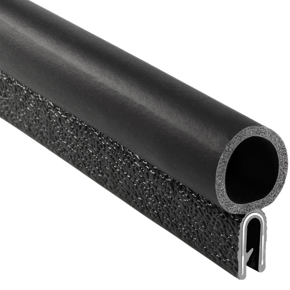 Trim Seal with Top Bulb, 3/16” Edge, 3/4” Bulb Seal Diameter, 25’ Length, PVC Plastic with EPDM Rubber Seal, Pack of 2 X507
