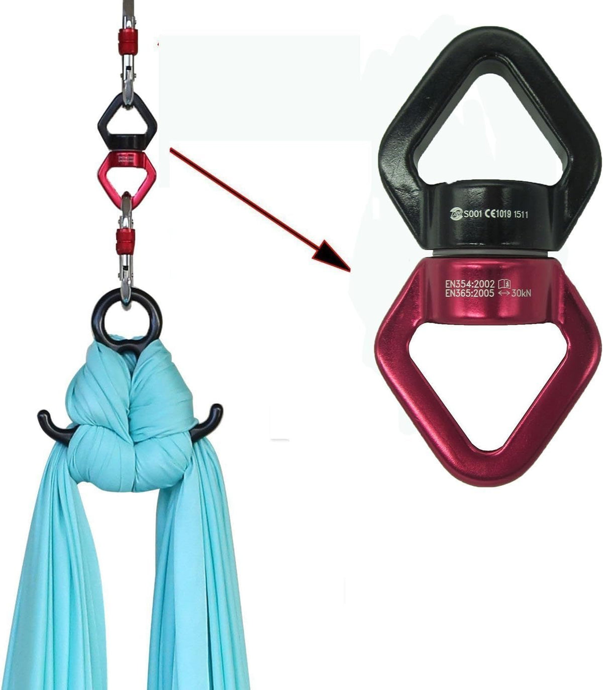Aerial Silk Dance Hardware Kit with Swivel & Carabiners S12628