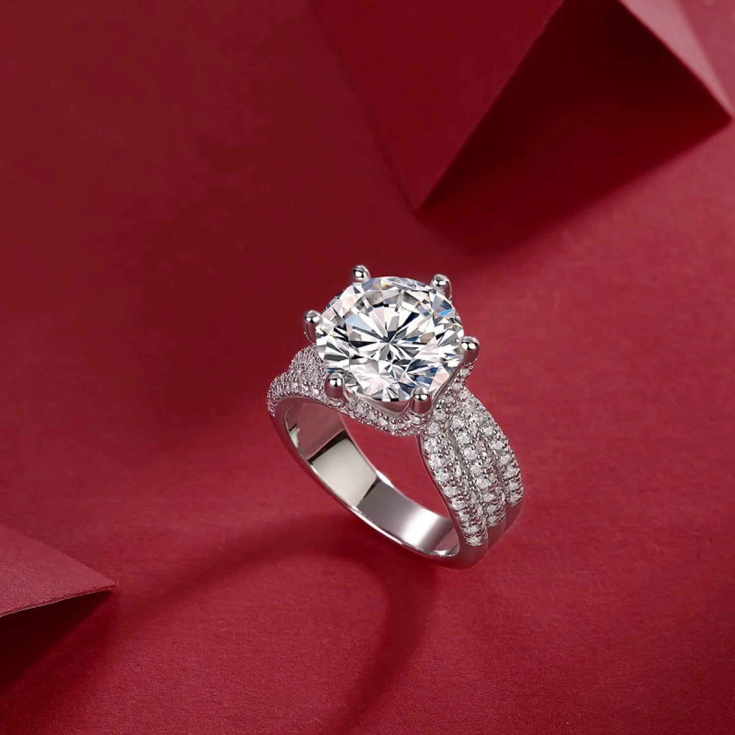 5ct Round Cut Moissanite Engagement Ring with Certificate N57823