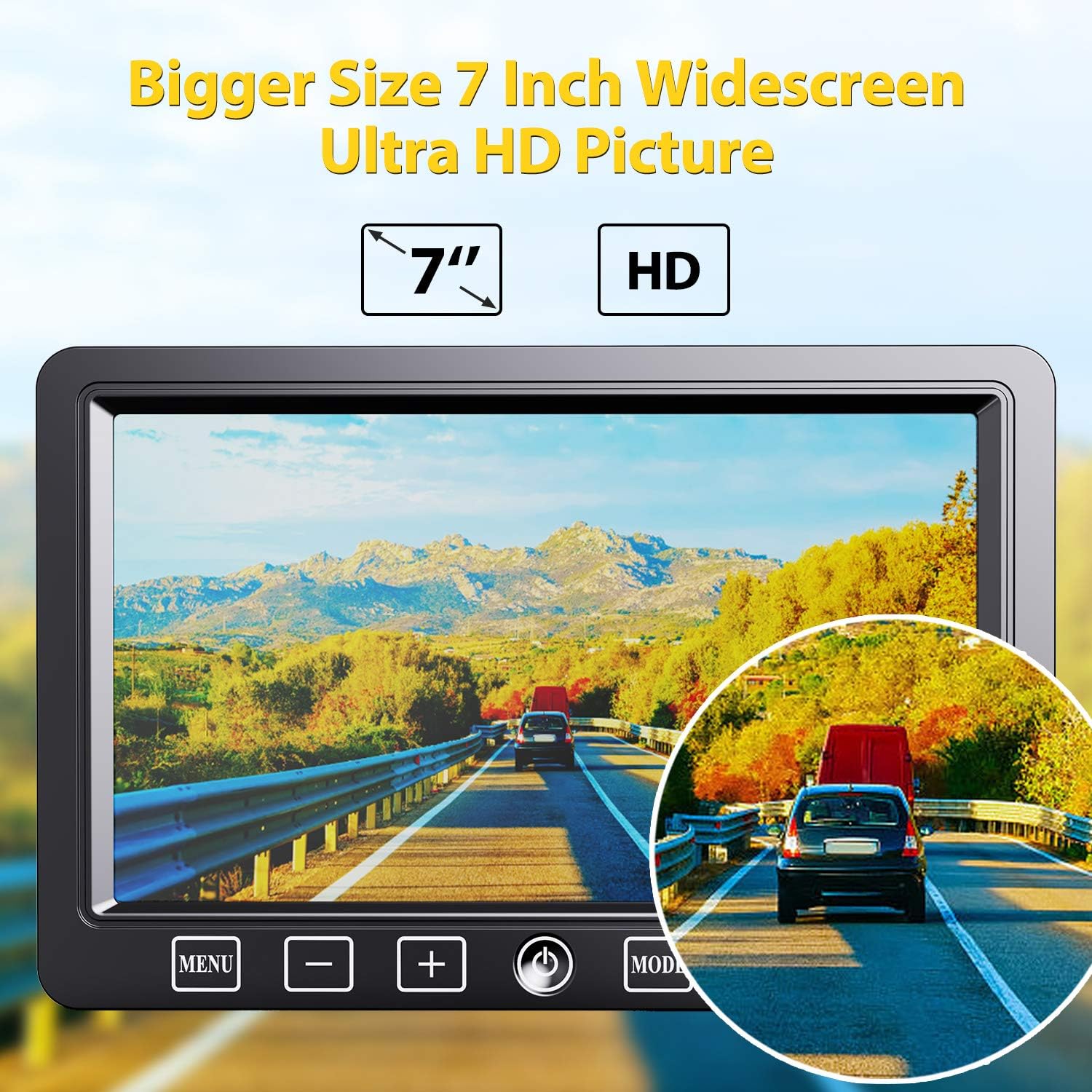 Wireless 7 FHD Monitor Backup Camera System with 4 Cameras W94518