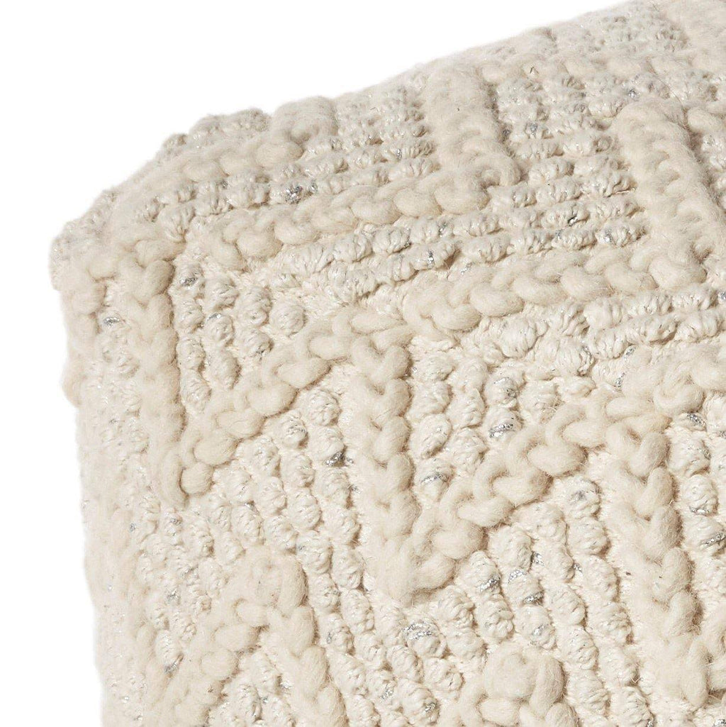 Ivory Chevron Cable Pouf G7191
