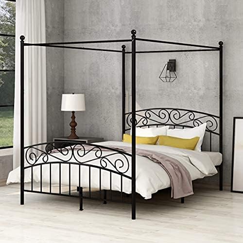 Queen Black Metal Canopy Bed Frame V449