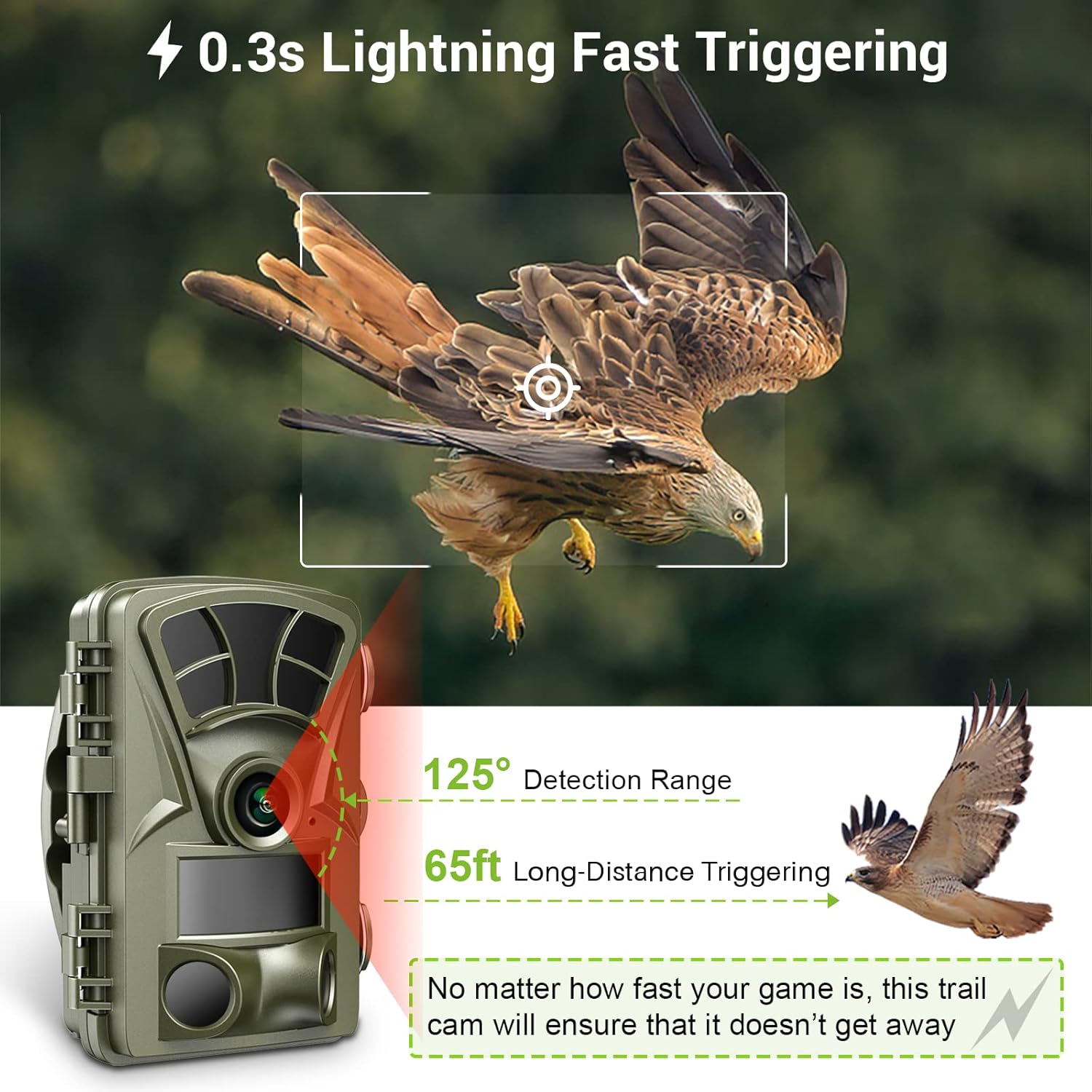 Trail Camera 21MP 1080P 65ft Night Vision IP66 Waterproof P1783
