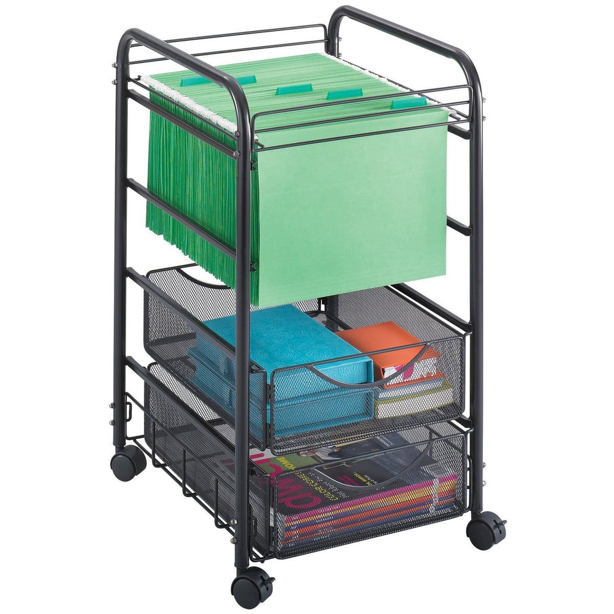 Black Mesh Open File with Drawers N52963
