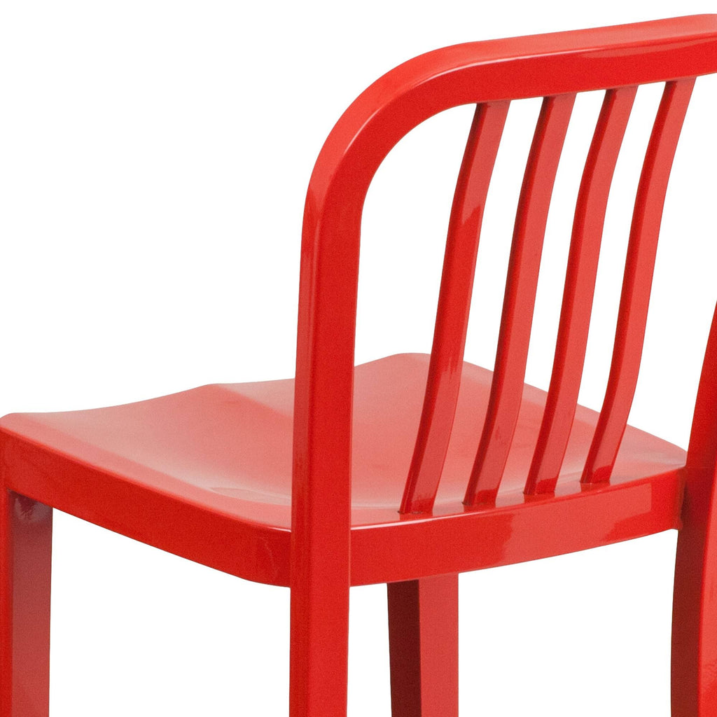 Red Metal Indoor-Outdoor Counter Height Stool W37295