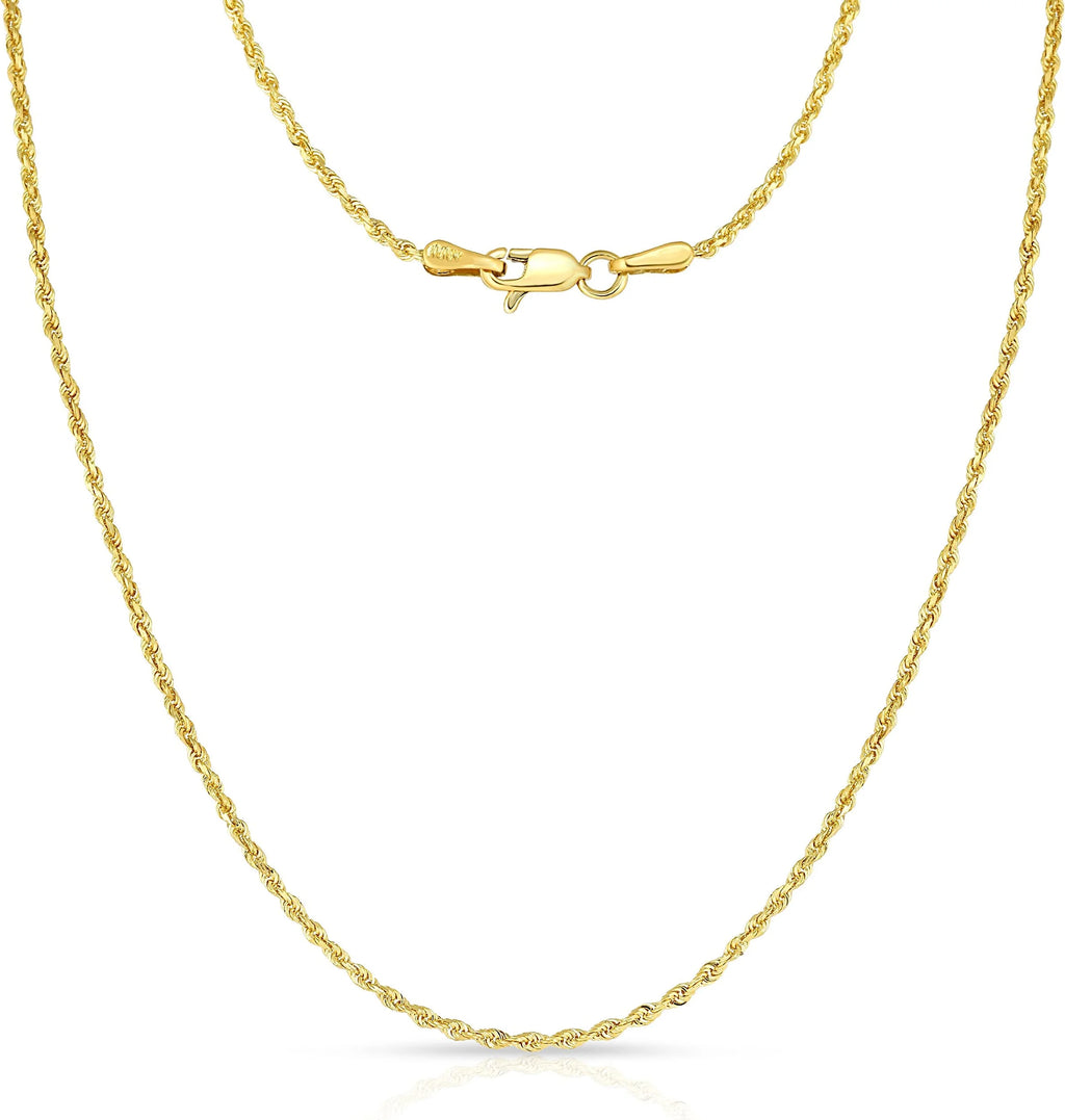 10k Yellow Gold Diamond Cut Rope Chain Necklace W630