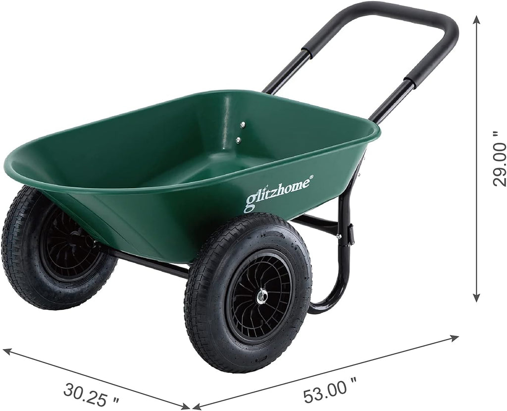 Green Steel Framed Plastic Garden Utility Dump Cart A111