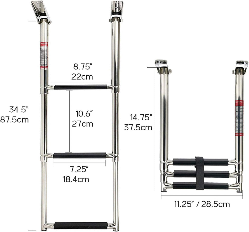 3 Step Folding Stainless Steel Swim Ladder, Pack of 2 X989