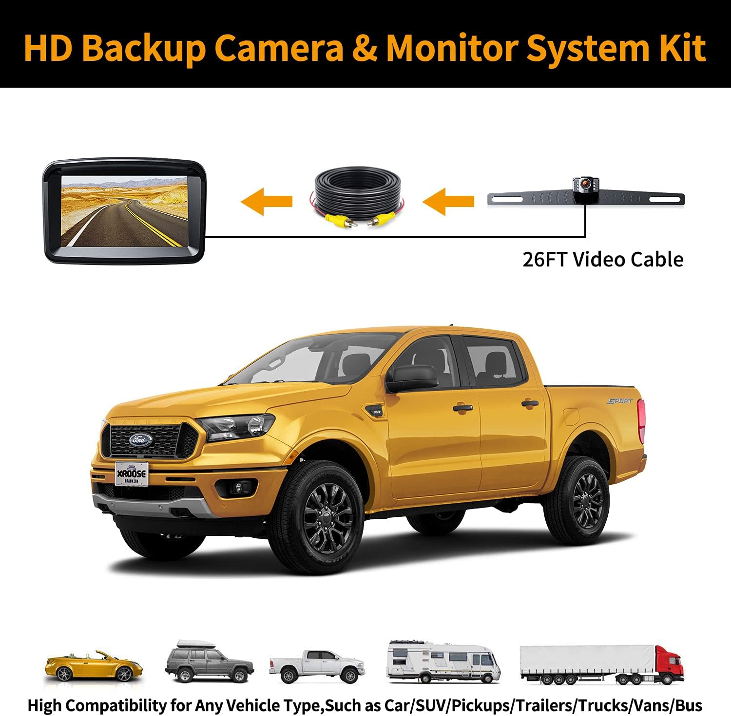 5 Monitor with 1080P Backup Camera for Truck B2746