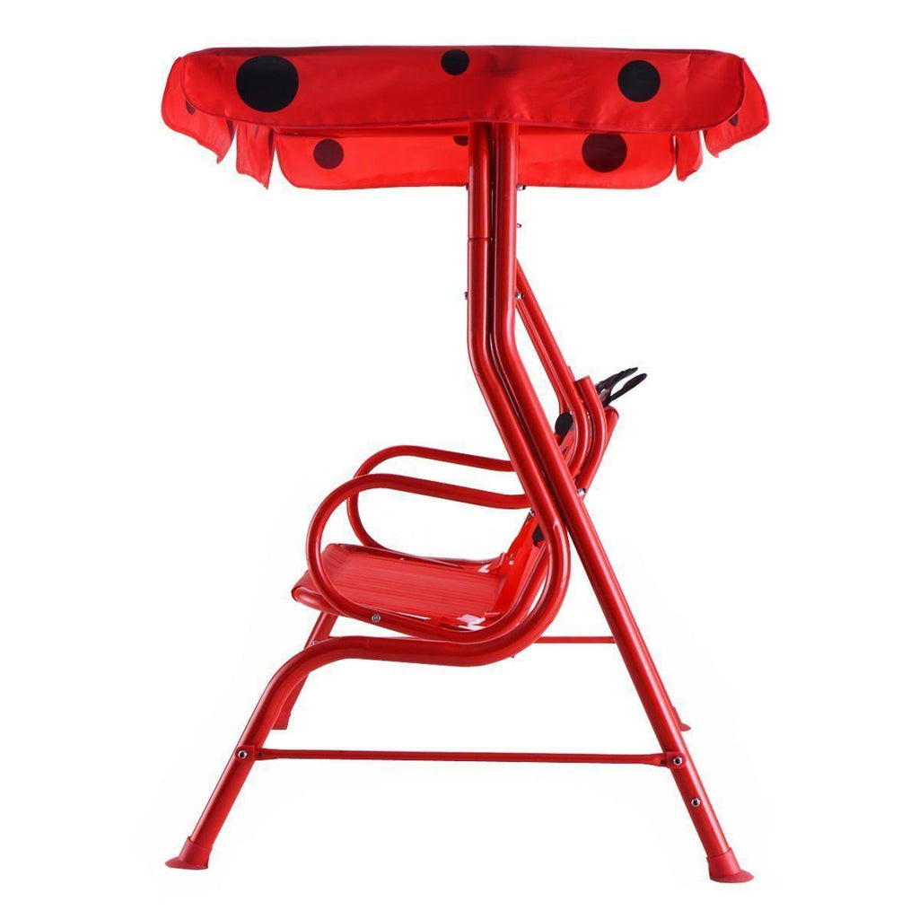 Red 2 Person Kids Patio Swing Chair with Canopy Q52382