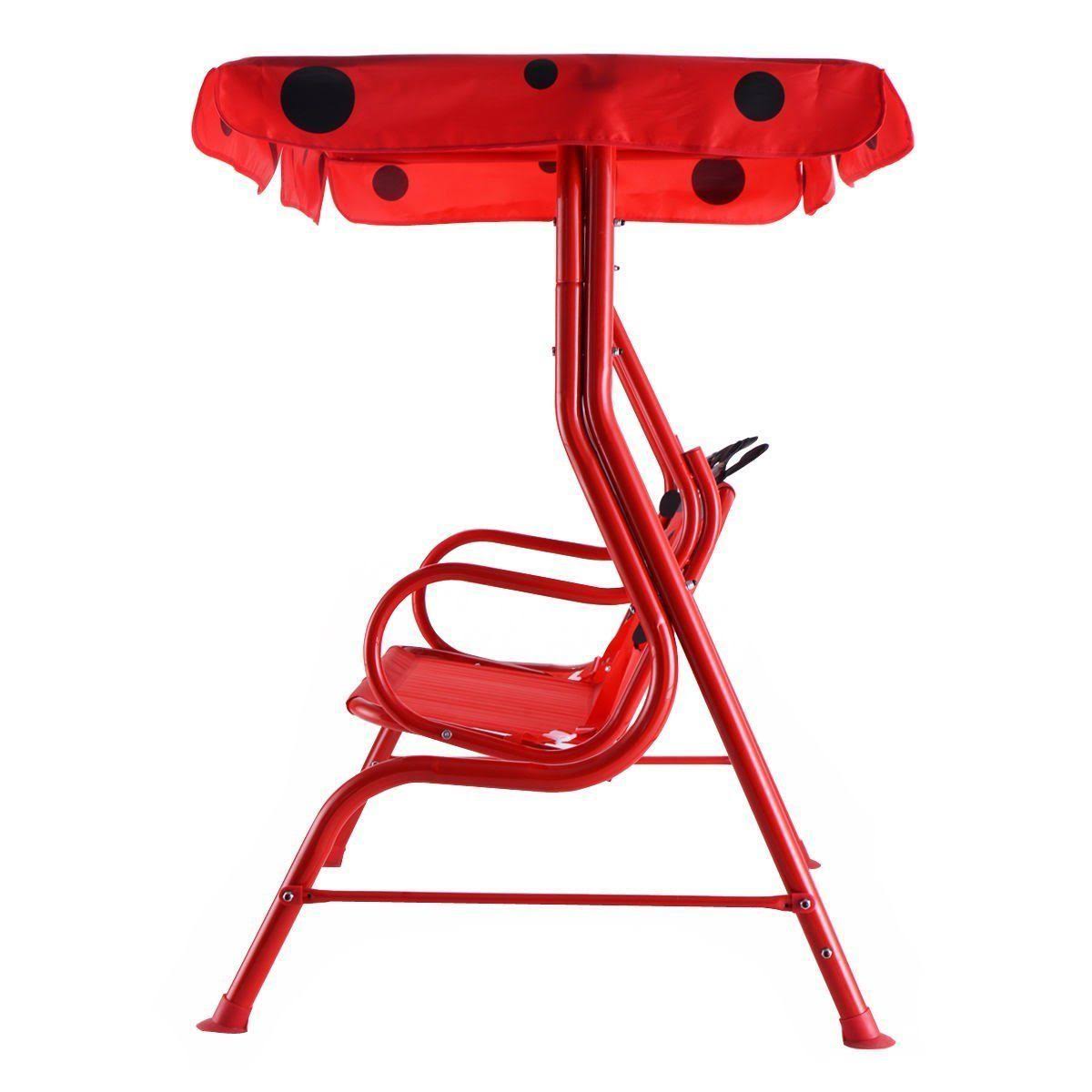 Red 2 Person Kids Patio Swing Chair with Canopy Q52382