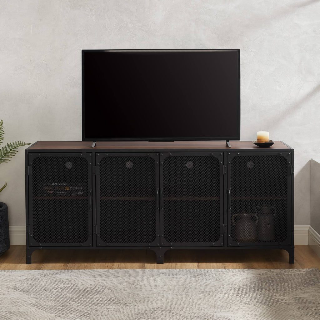Industrial TV Stand Console Dark Walnut G32315