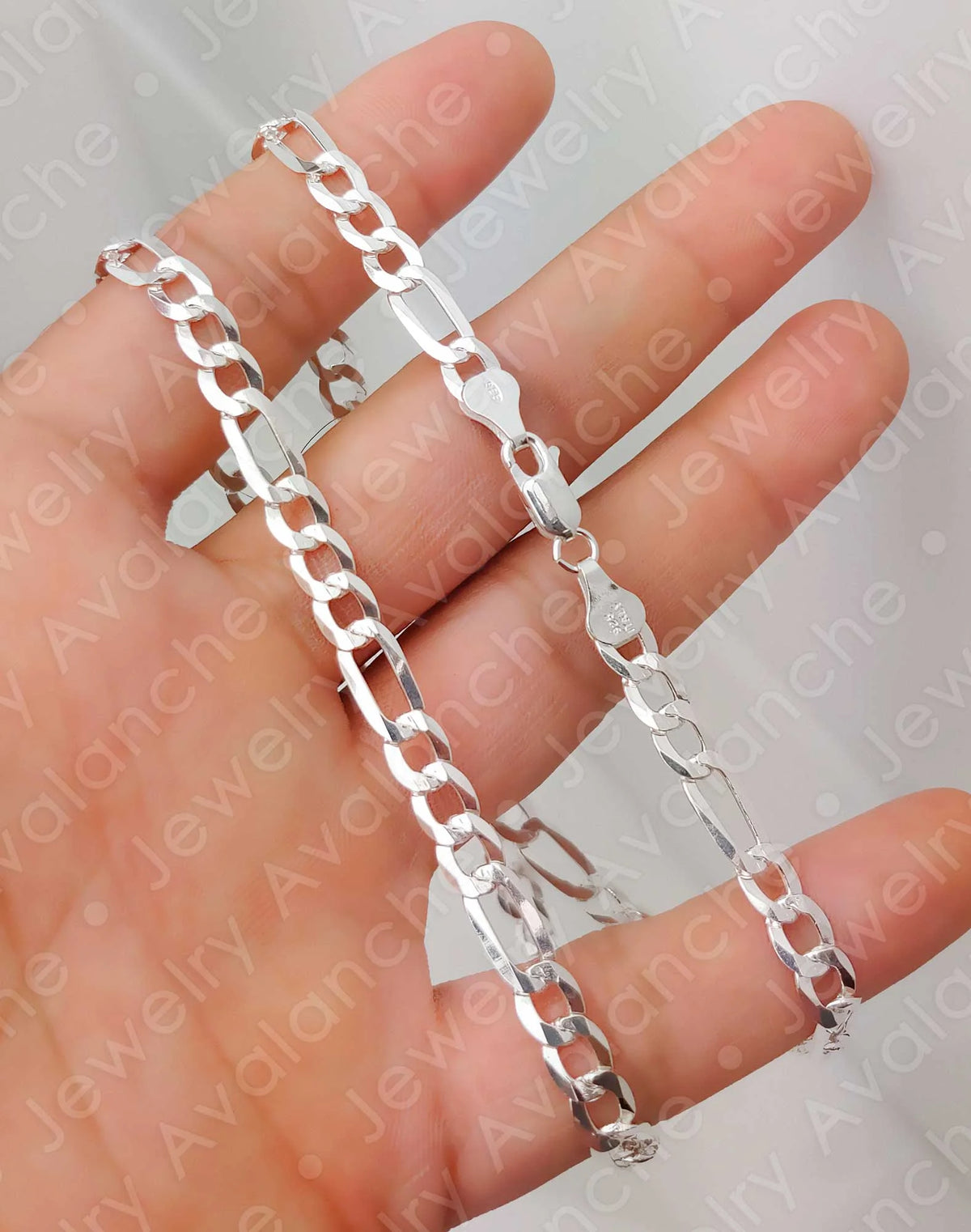 .925 Sterling Silver Figaro Link Chain Necklace 16 inches R66109