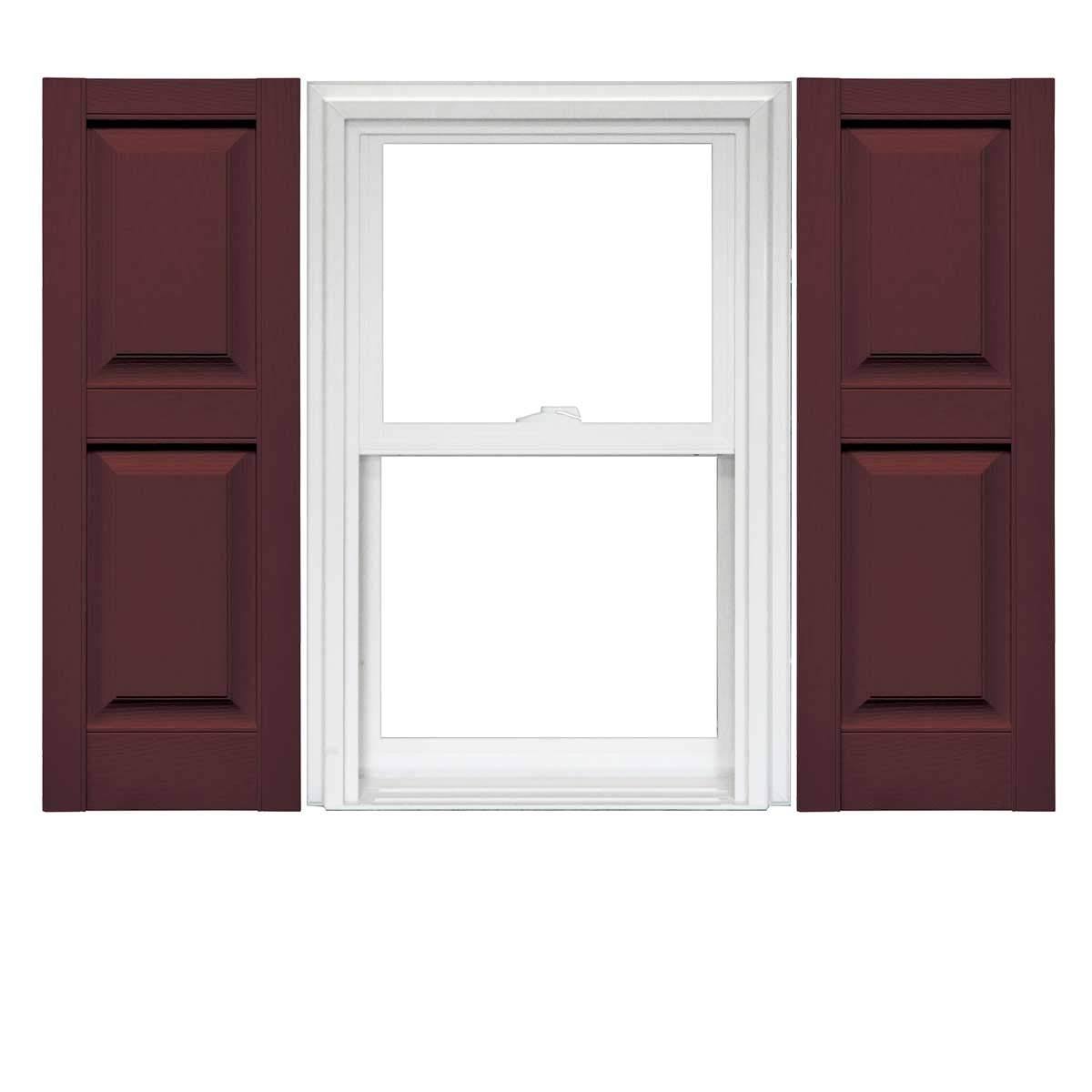 Raised Panel Vinyl Shutters (1 Pair) 14.75 x 55 Bordeaux G9963