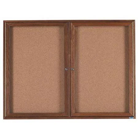 Enclosed Bulletin Board Walnut 72 W x 48 H X53114