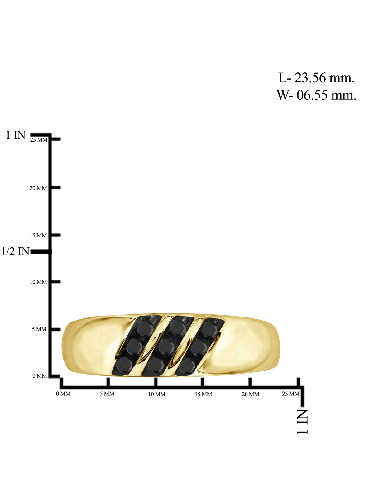 Black Diamond Ring for Men 14K Gold Plated Silver A336