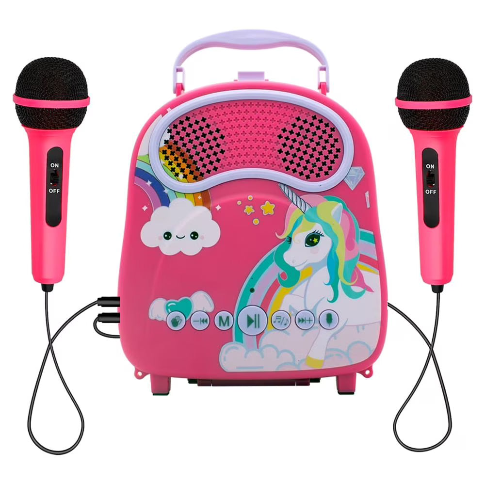Kids Karaoke Machine with 2 Microphones Portable Toy Speaker with Voice Changer B93680