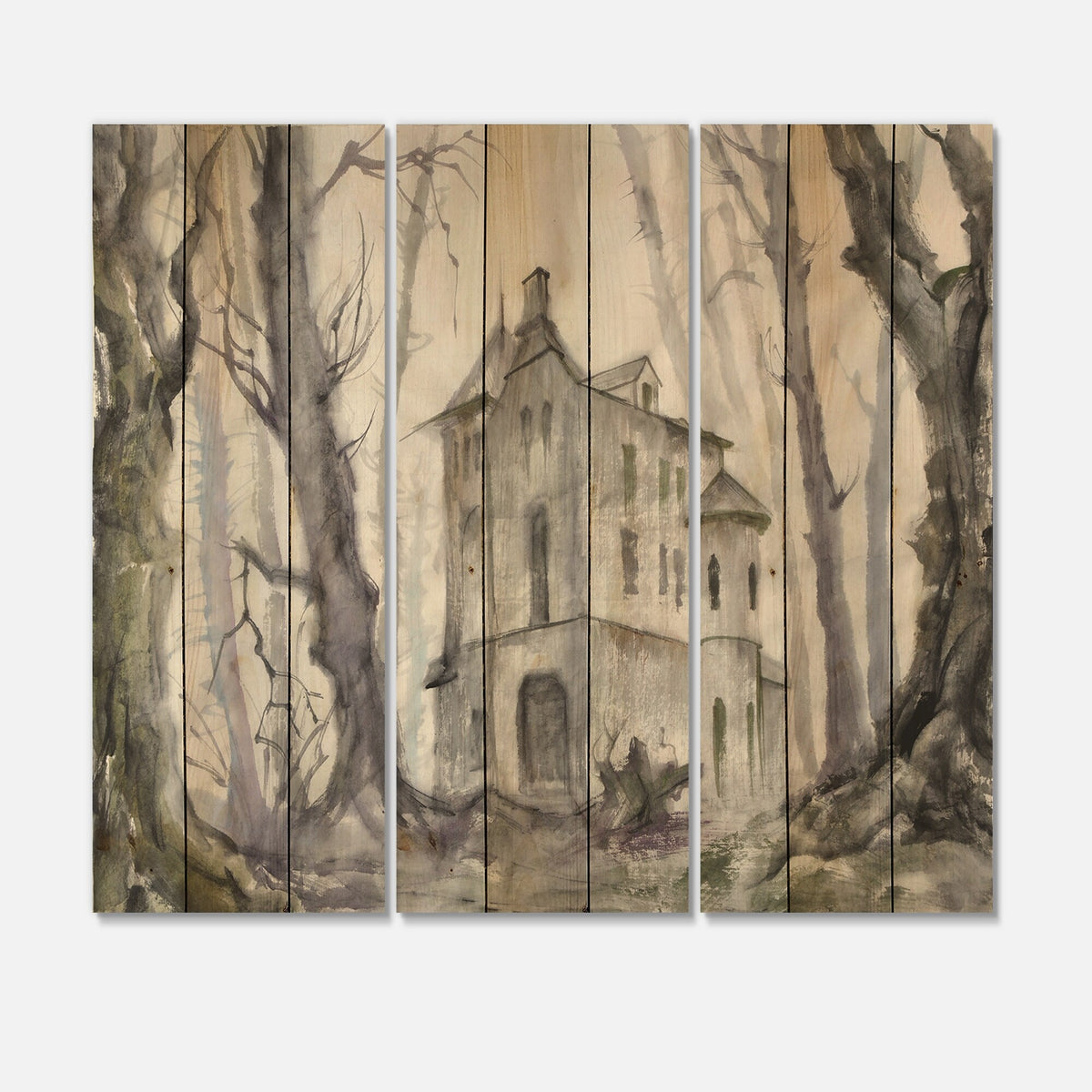 3 Panels 45 x 40 inches Print on Natural Pine Wood Y562822