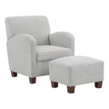 Chair & Ottoman Herringbone Smoke Gray Fabric with Medium Espresso Legs L24811