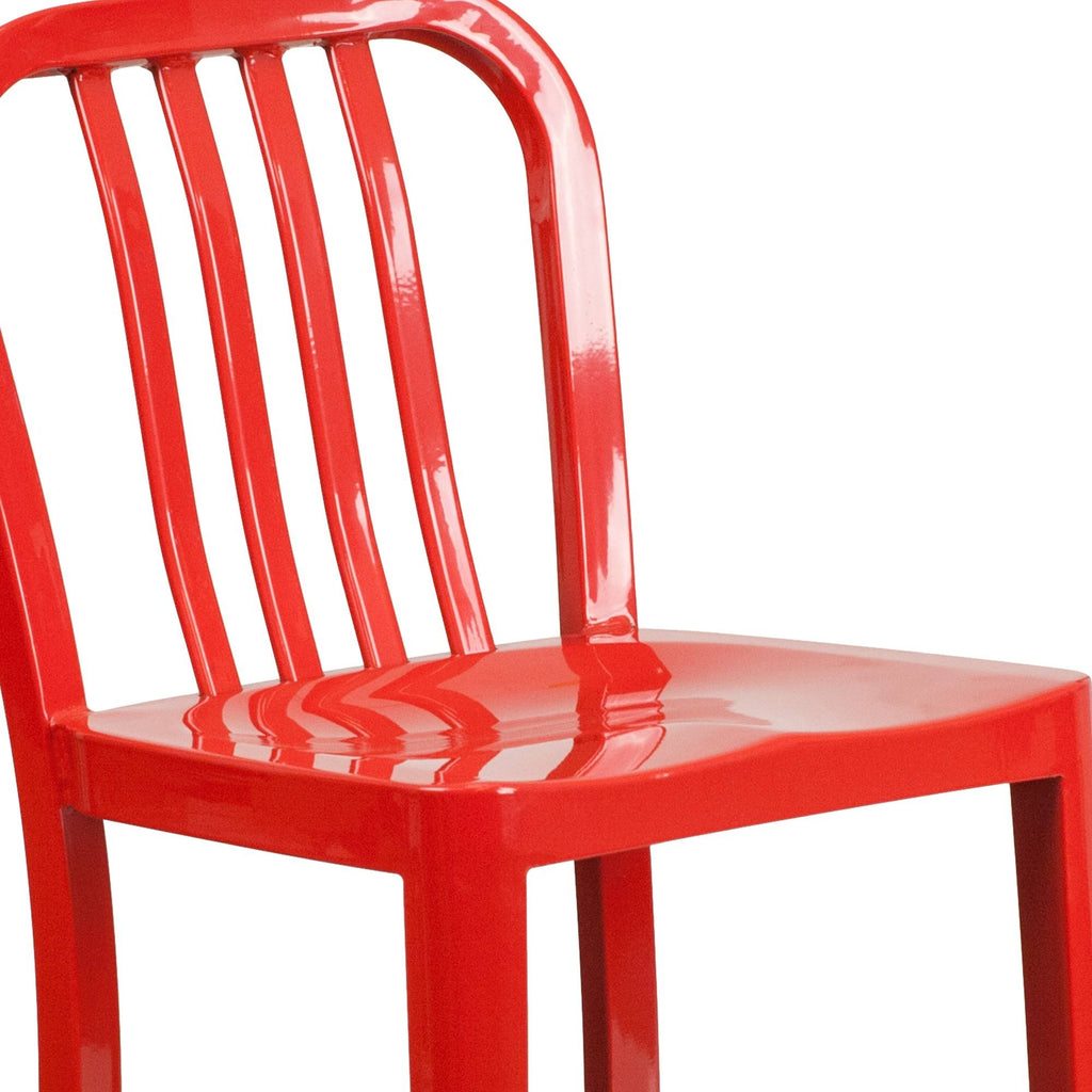 Red Metal Indoor-Outdoor Counter Height Stool W37295
