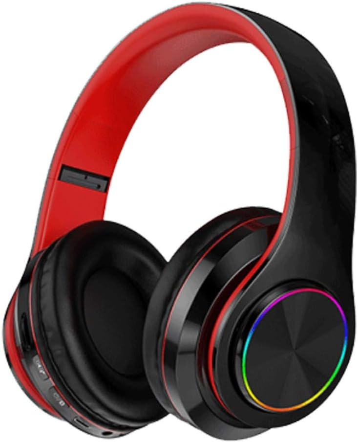Red Black Wireless Bluetooth Over Ear Headphones with Built-in Mic, Pack of 2 G8866