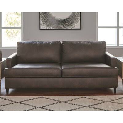 Genuine Leather Recessed Arm Sofa O13782